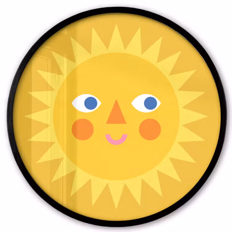 Photo Frame Round - Sun - Face - Summer - Illustration - Yellow — 1