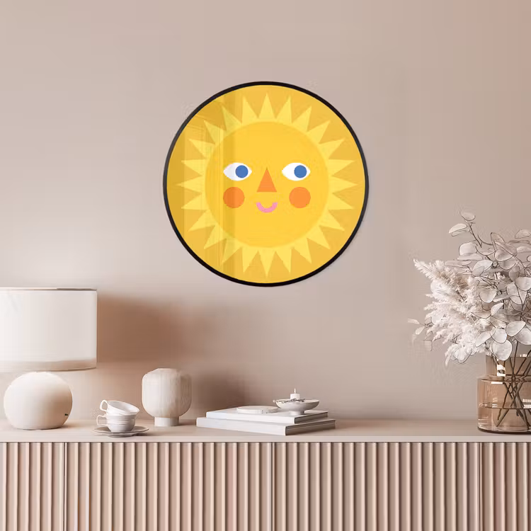 Photo Frame Round - Sun - Face - Summer - Illustration - Yellow — 4