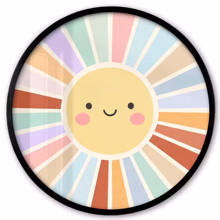 Photo Frame Round - Sun - Rays - Cheerful - Colorful - Abstract — 1