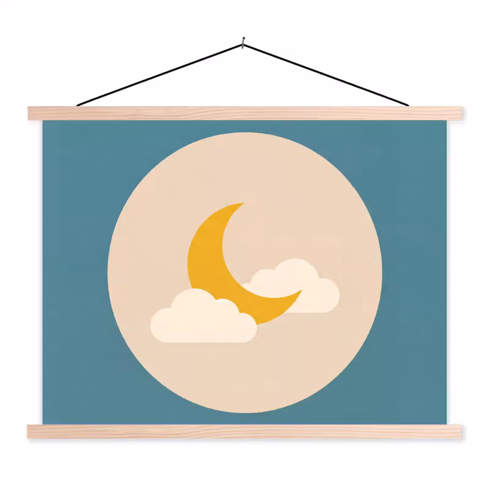 Hanging Poster - Moon - Clouds - Nature - Abstract - Yellow — 1