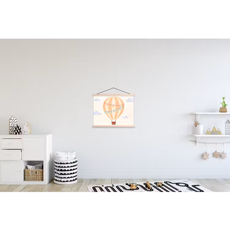 Hanging Poster - Hot Air Balloon - Clouds - Illustration - Soft - Children's Room — 3