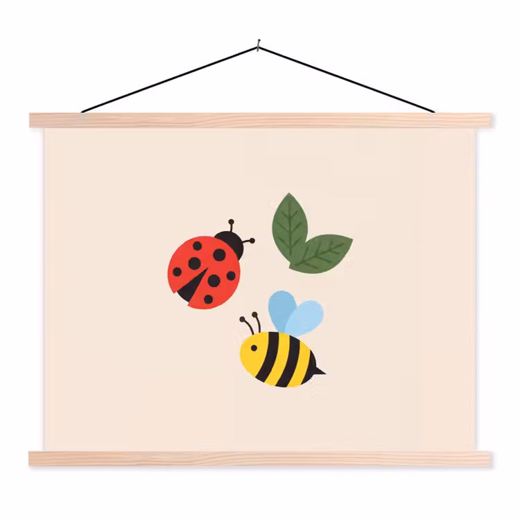 Hanging Poster - Insect - Leaf - Nature - Playful - Illustration — 1
