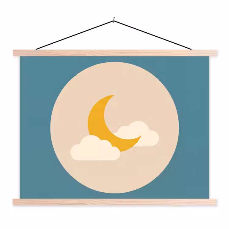 Hanging Poster - Moon - Clouds - Nature - Abstract - Yellow — 1