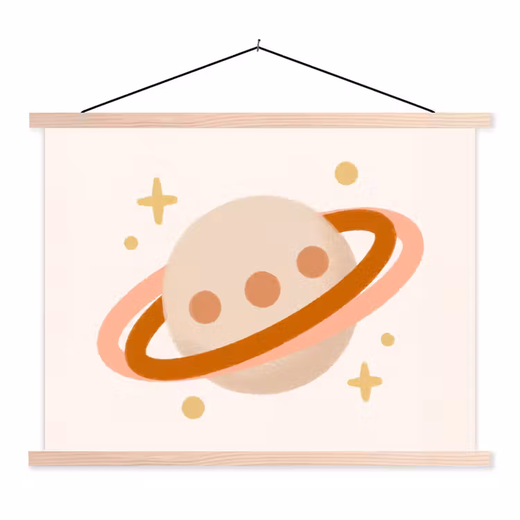 Hanging Poster - Planet - Rings - Space - Illustration - Beige — 1