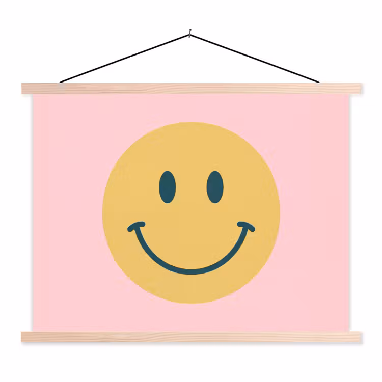 Hanging Poster - Smiley - Yellow - Pink - Symbol - Minimalist — 1