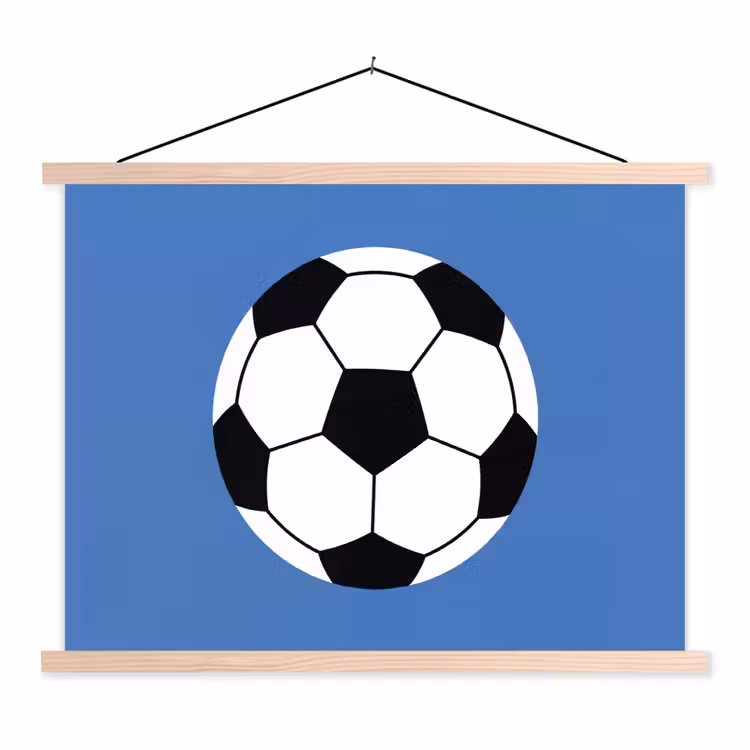 Hanging Poster - Soccer - Black and White - Sports - Illustration - Blue — 1
