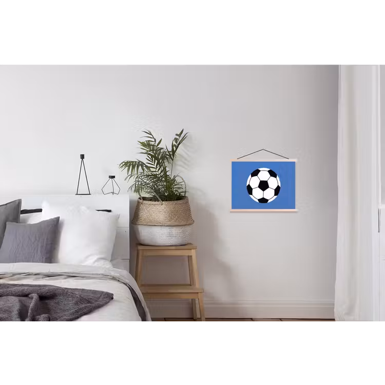 Hanging Poster - Soccer - Black and White - Sports - Illustration - Blue — 2