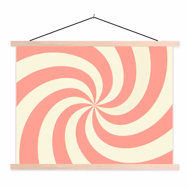 Hanging Poster - Spiral - Pattern - Abstract - Pink - Beige — 1