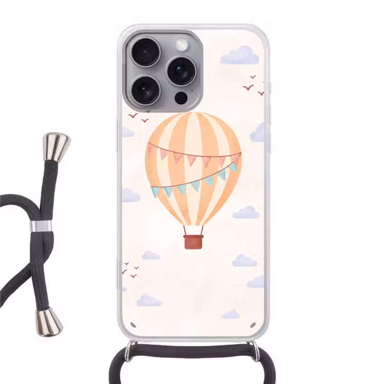 Phone case crossbody - Hot Air Balloon - Clouds - Illustration - Soft - Children's Room — 1