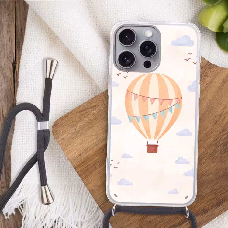 Phone case crossbody - Hot Air Balloon - Clouds - Illustration - Soft - Children's Room — 3