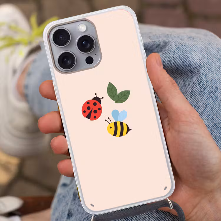 Phone case crossbody - Insect - Leaf - Nature - Playful - Illustration — 2
