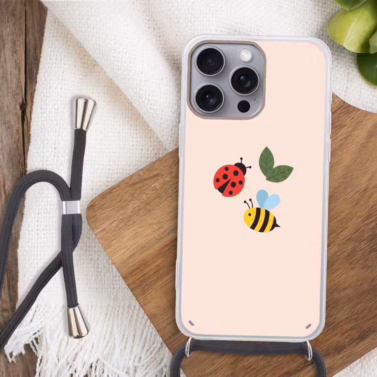 Phone case crossbody - Insect - Leaf - Nature - Playful - Illustration — 3