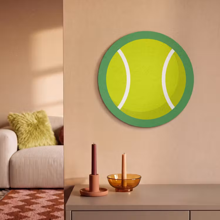 Acoustic painting round - Ball - Yellow - Sports - Green - Illustration — 3