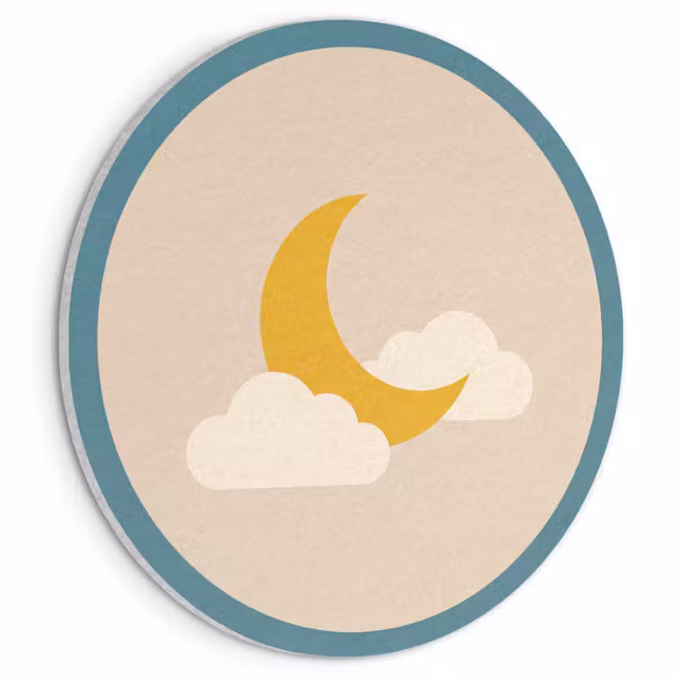 Acoustic painting round - Moon - Clouds - Nature - Abstract - Yellow — 1