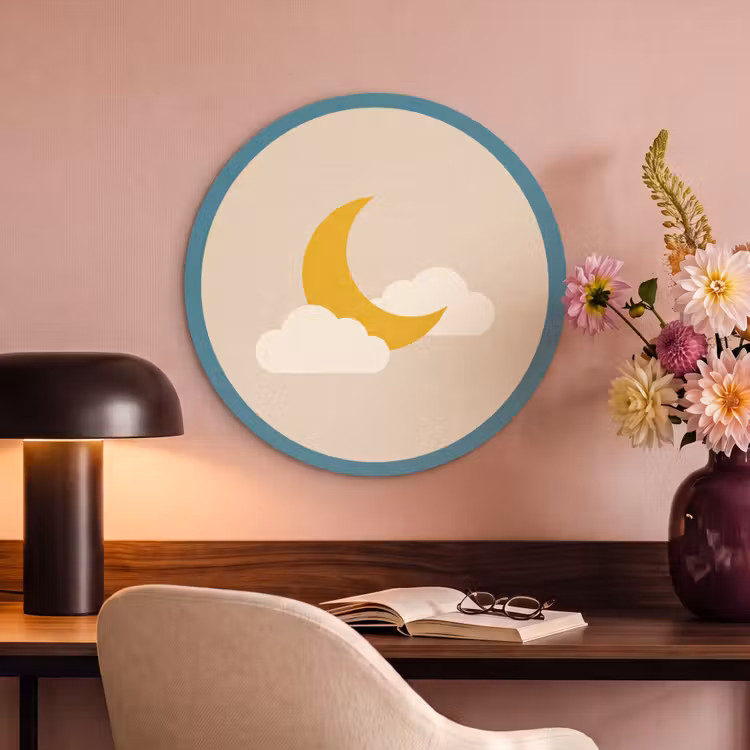 Acoustic painting round - Moon - Clouds - Nature - Abstract - Yellow — 2