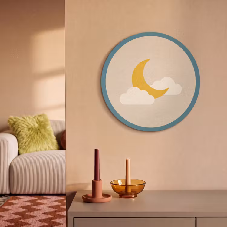 Acoustic painting round - Moon - Clouds - Nature - Abstract - Yellow — 3