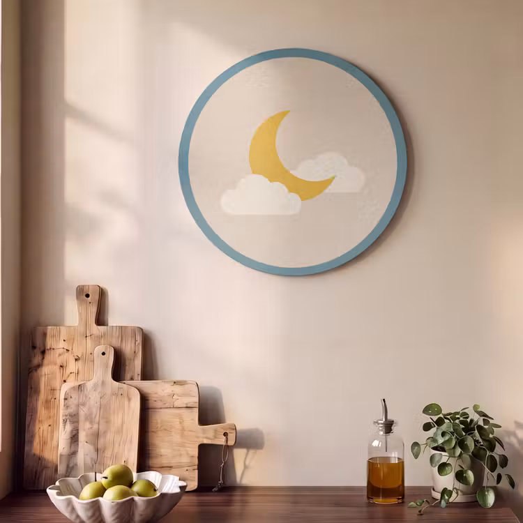 Acoustic painting round - Moon - Clouds - Nature - Abstract - Yellow — 4