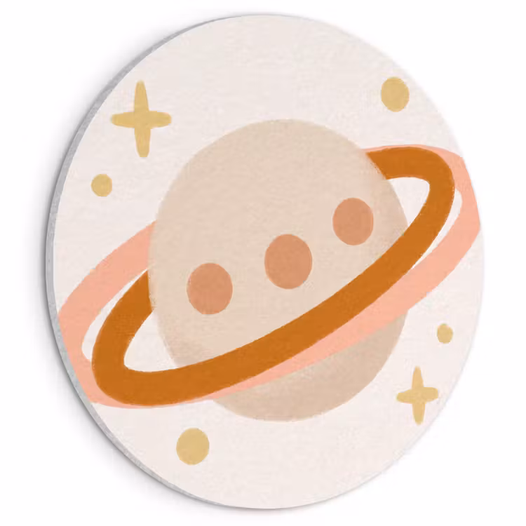 Acoustic painting round - Planet - Rings - Space - Illustration - Beige — 1