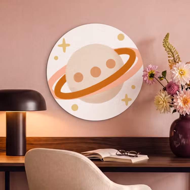 Acoustic painting round - Planet - Rings - Space - Illustration - Beige — 2