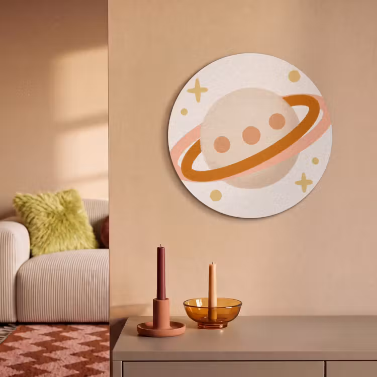 Acoustic painting round - Planet - Rings - Space - Illustration - Beige — 3
