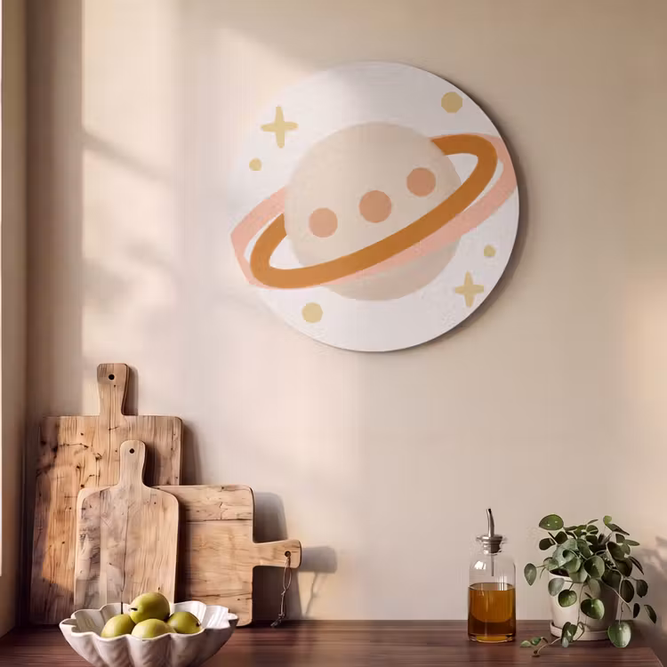 Acoustic painting round - Planet - Rings - Space - Illustration - Beige — 4