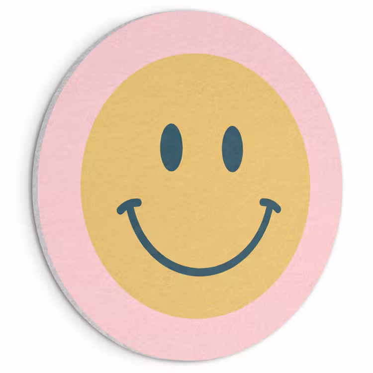 Acoustic painting round - Smiley - Yellow - Pink - Symbol - Minimalist — 1