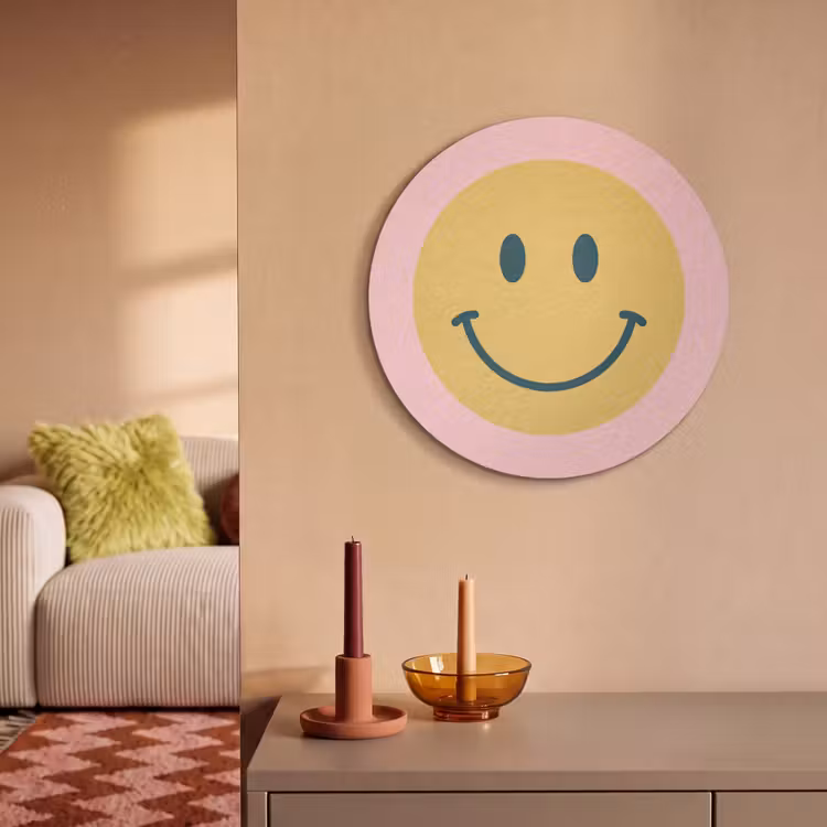 Acoustic painting round - Smiley - Yellow - Pink - Symbol - Minimalist — 3