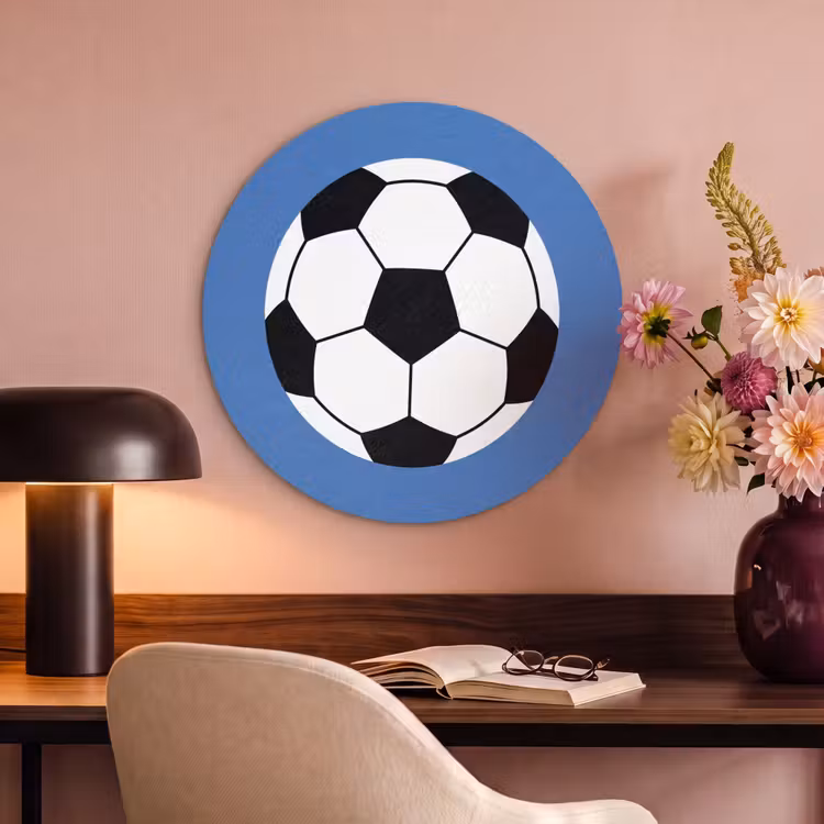 Acoustic painting round - Soccer - Black and White - Sports - Illustration - Blue — 2