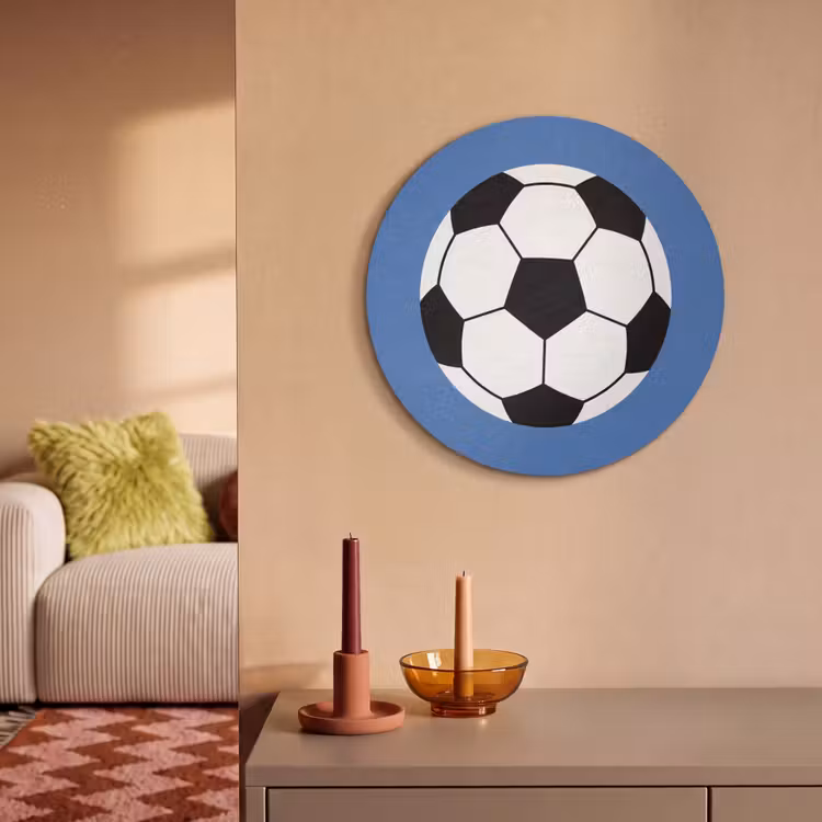 Acoustic painting round - Soccer - Black and White - Sports - Illustration - Blue — 3