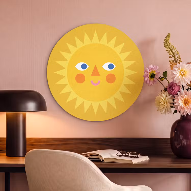 Acoustic painting round - Sun - Face - Summer - Illustration - Yellow — 2