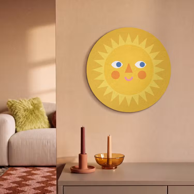 Acoustic painting round - Sun - Face - Summer - Illustration - Yellow — 3