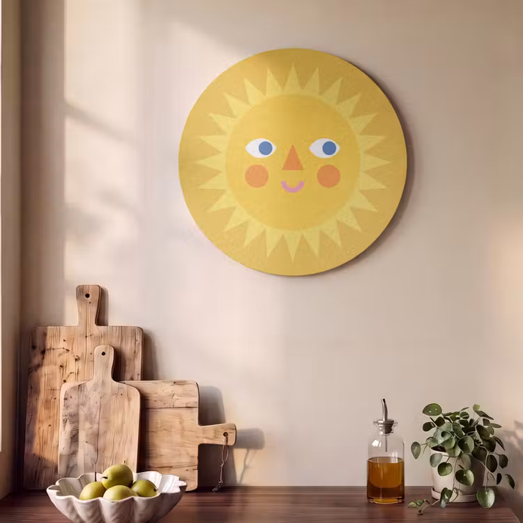 Acoustic painting round - Sun - Face - Summer - Illustration - Yellow — 4