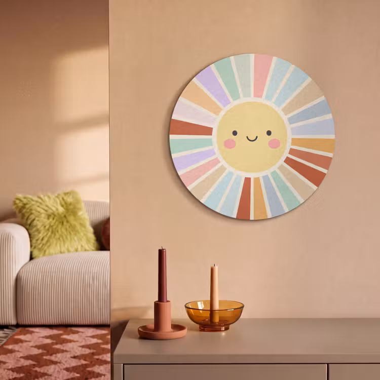 Acoustic painting round - Sun - Rays - Cheerful - Colorful - Abstract — 3