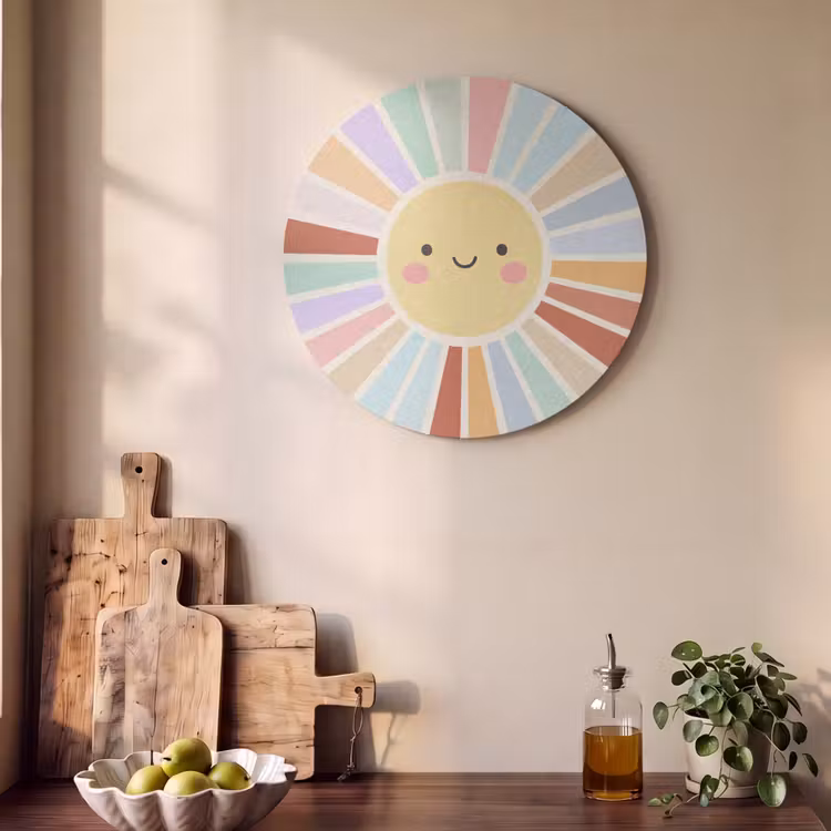 Acoustic painting round - Sun - Rays - Cheerful - Colorful - Abstract — 4