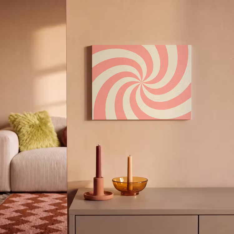 Acoustic Panel - Spiral - Pattern - Abstract - Pink - Beige — 2