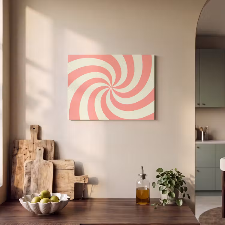 Acoustic Panel - Spiral - Pattern - Abstract - Pink - Beige — 3