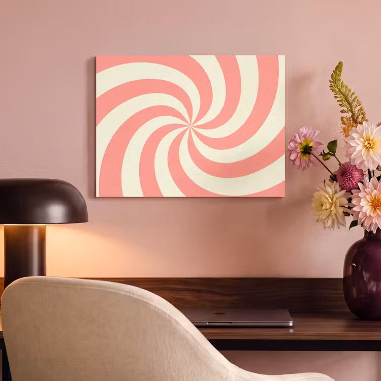 Acoustic Panel - Spiral - Pattern - Abstract - Pink - Beige — 4
