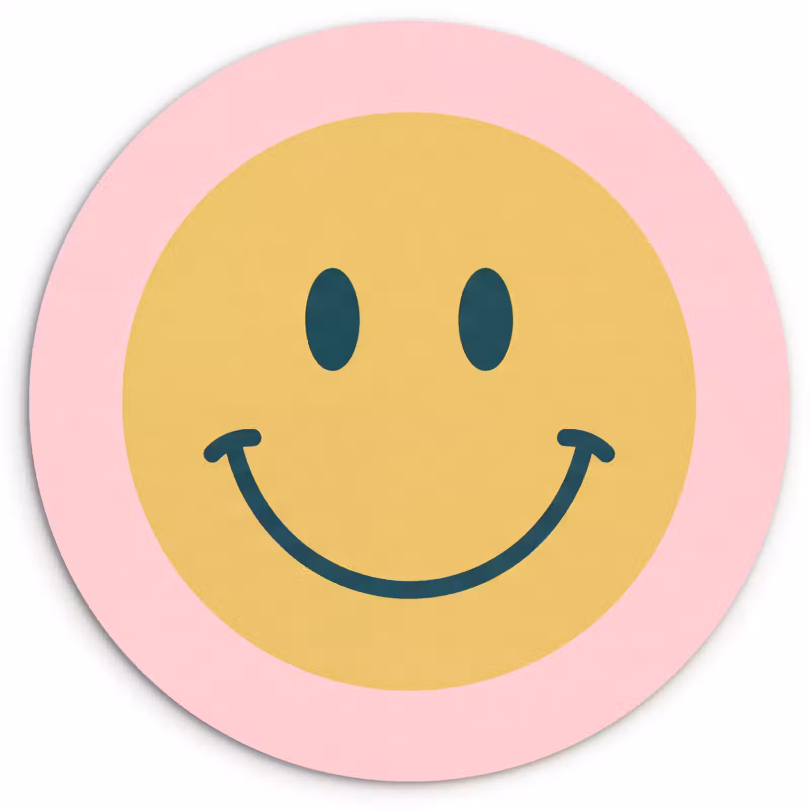 Wall circle - Glass - Smiley - Yellow - Pink - Symbol - Minimalist — 1