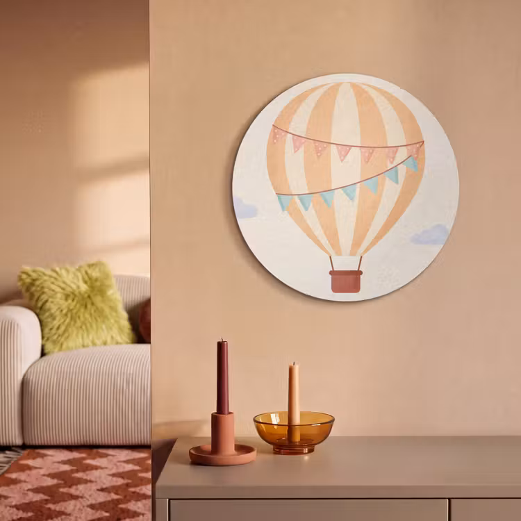 Acoustic painting round - Hot Air Balloon - Clouds - Illustration - Soft - Children's Room — 3