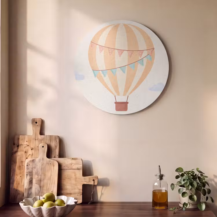 Acoustic painting round - Hot Air Balloon - Clouds - Illustration - Soft - Children's Room — 4