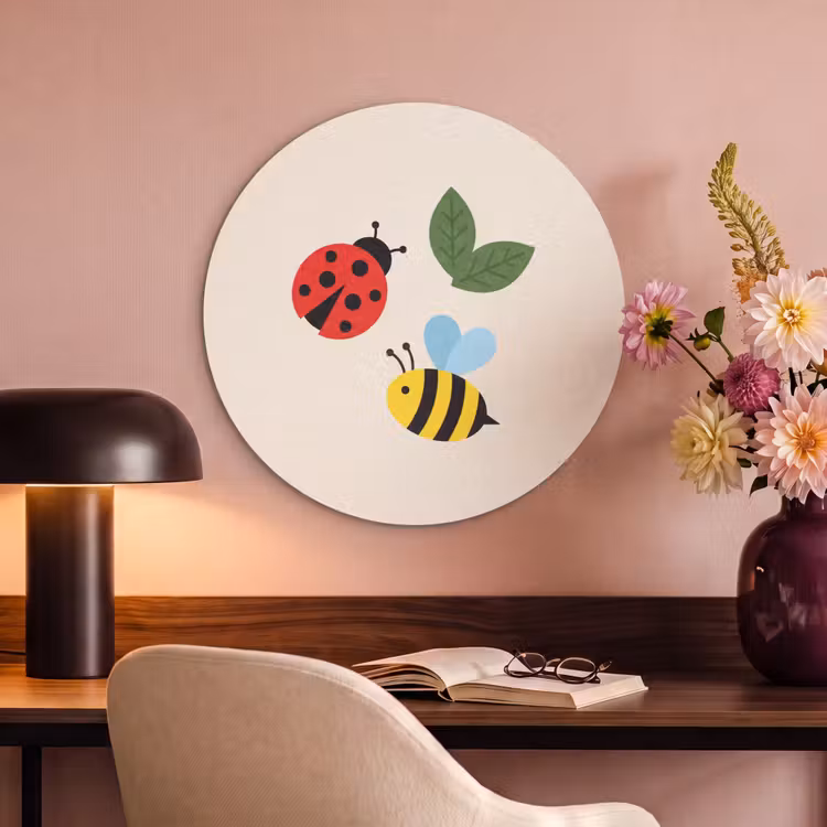Acoustic painting round - Insect - Leaf - Nature - Playful - Illustration — 2