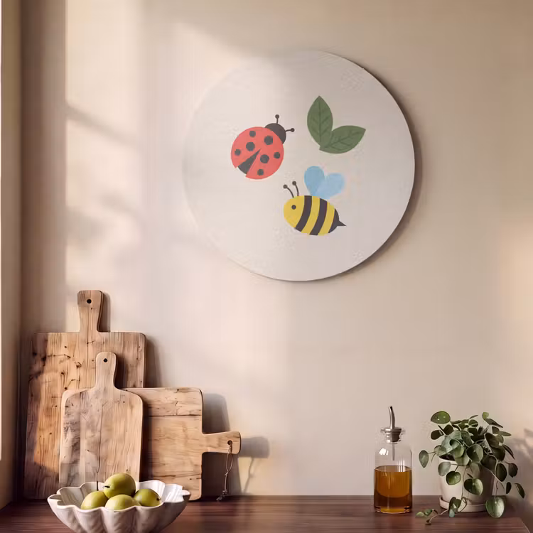 Acoustic painting round - Insect - Leaf - Nature - Playful - Illustration — 4
