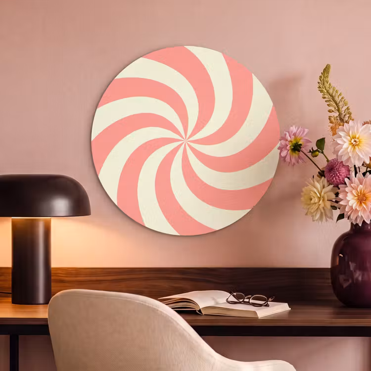 Acoustic painting round - Spiral - Pattern - Abstract - Pink - Beige — 2