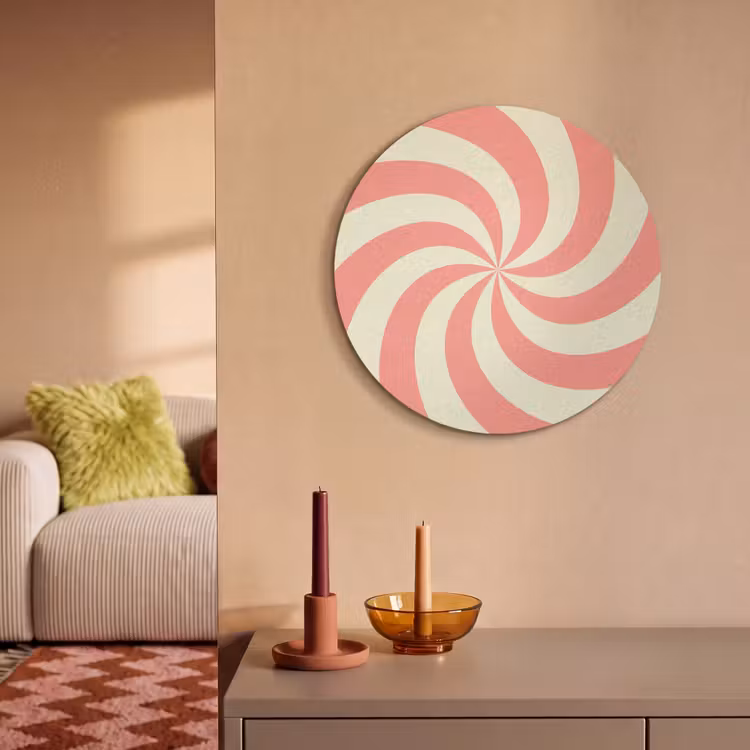 Acoustic painting round - Spiral - Pattern - Abstract - Pink - Beige — 3