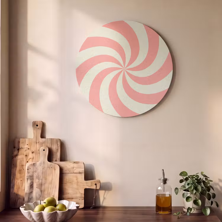 Acoustic painting round - Spiral - Pattern - Abstract - Pink - Beige — 4