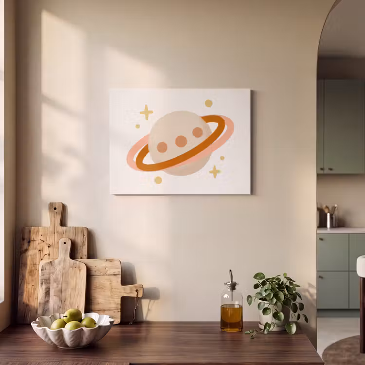 Acoustic Panel - Planet - Rings - Space - Illustration - Beige — 3