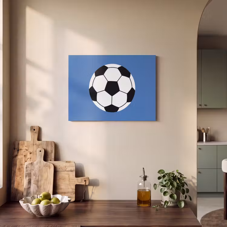 Acoustic Panel - Soccer - Black and White - Sports - Illustration - Blue — 3
