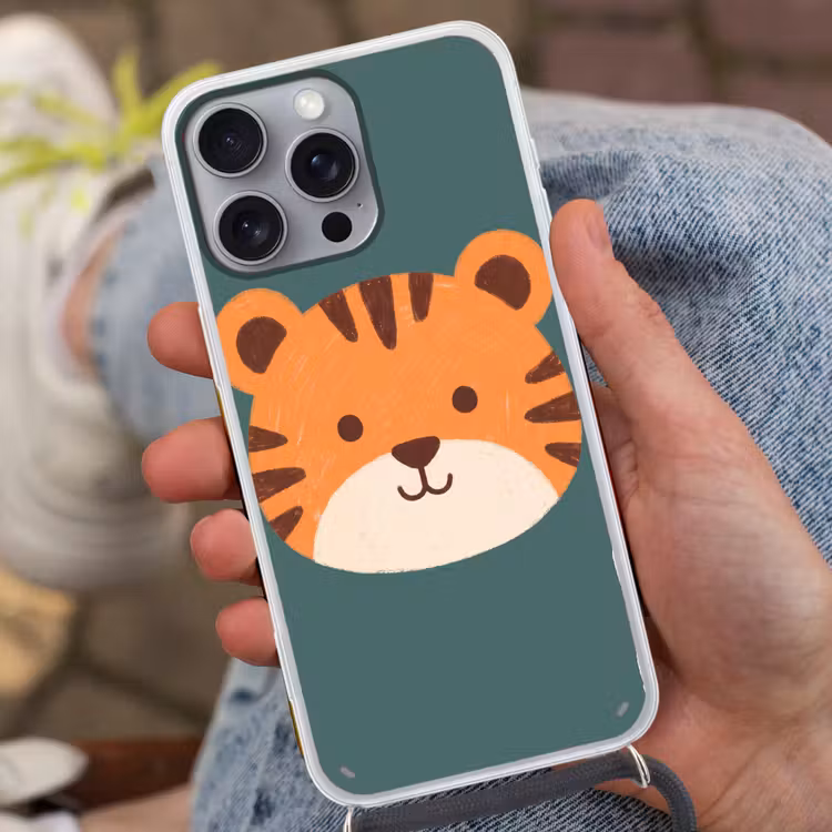 Phone case crossbody - Animals - Head - Orange - Illustration - Modern — 2