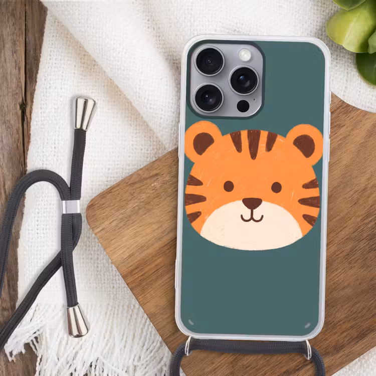 Phone case crossbody - Animals - Head - Orange - Illustration - Modern — 3