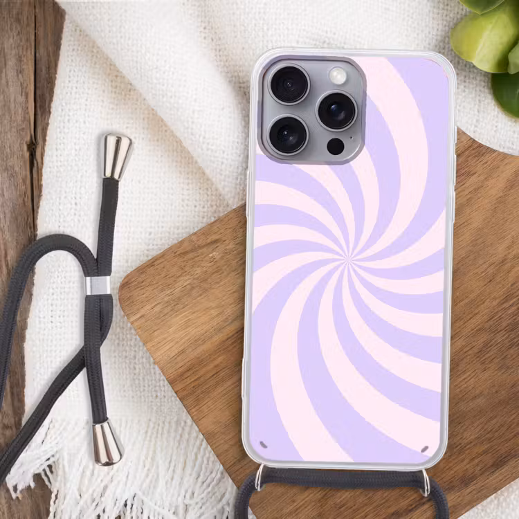 Phone case crossbody - Pattern - Spiral - Abstract - Modern - Purple-Pink — 3
